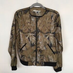 Acote Printed Bomber Jacket in Olive Multi